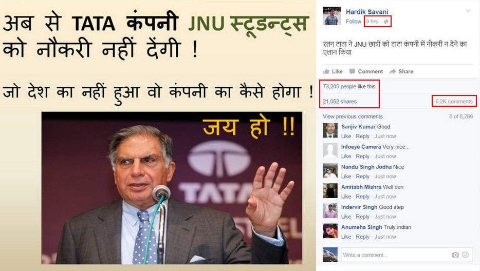 The Recent Ratan Tata – JNU Issue Shows How We Failed As Social Media Users, Once Again
