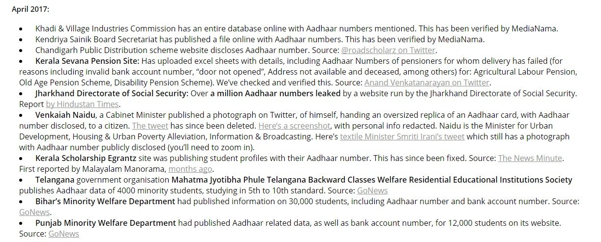 There Have Been 5 Major Aadhaar Data Leaks In The Past 4 Days On Government Websites