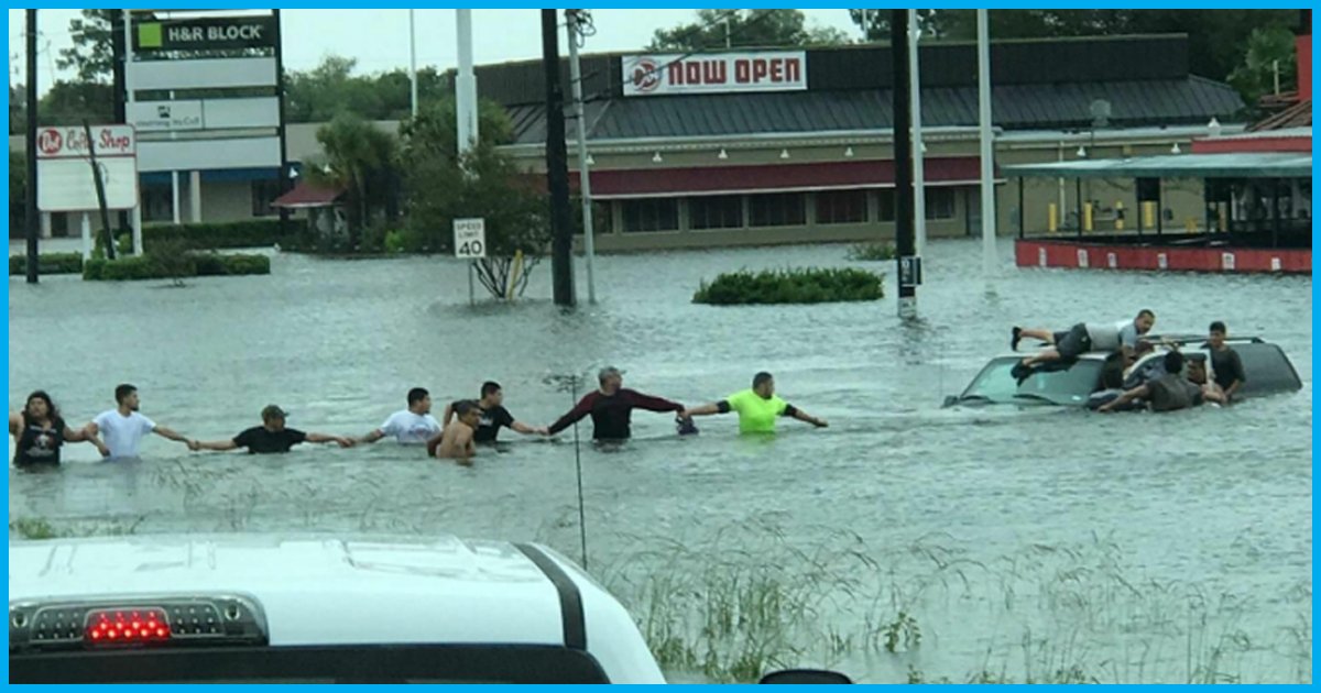 In Flood-Torn Houston, Residents Form Human Chain To Save An Elderly Man From Drowning