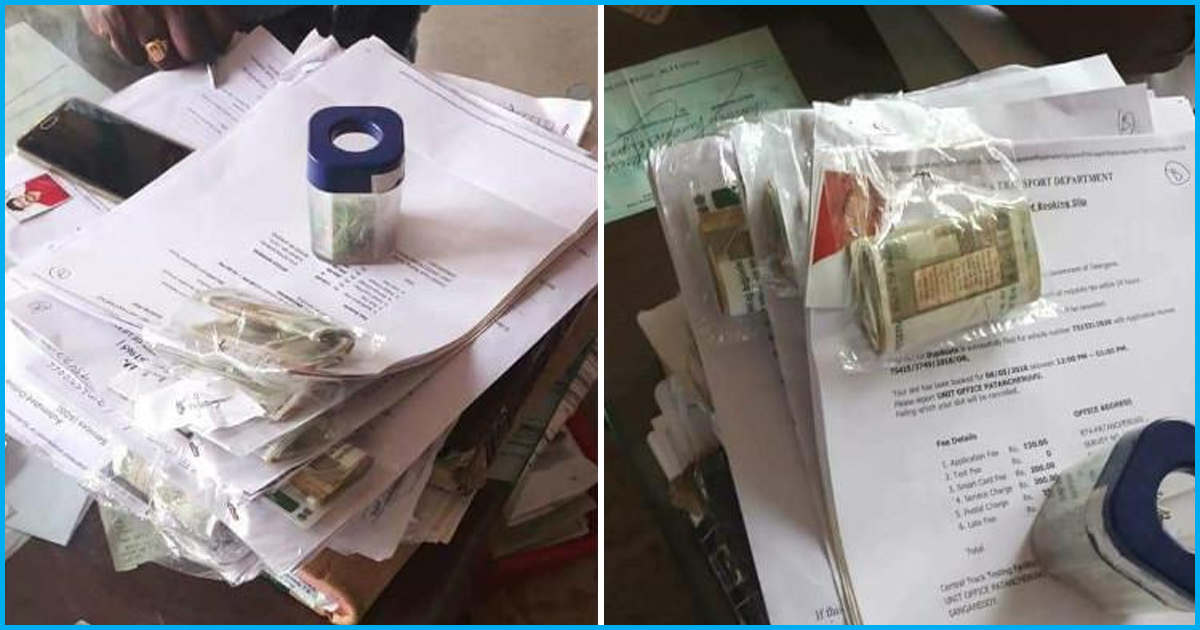 Money For Bribe Clipped Together With Documents Pictured In Hyderabad Transport Office, RTA Denies Allegation