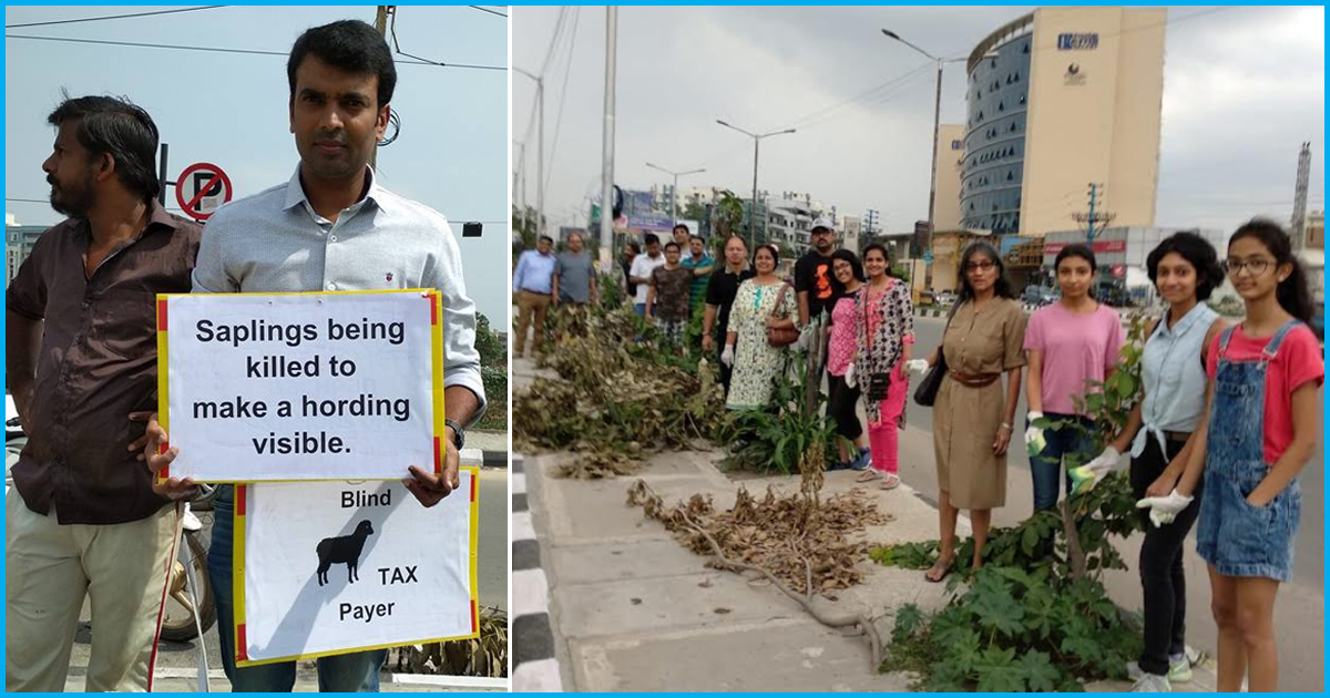 Bengaluru Residents Revive 24 Trees Cut Down To Make Billboard Visible