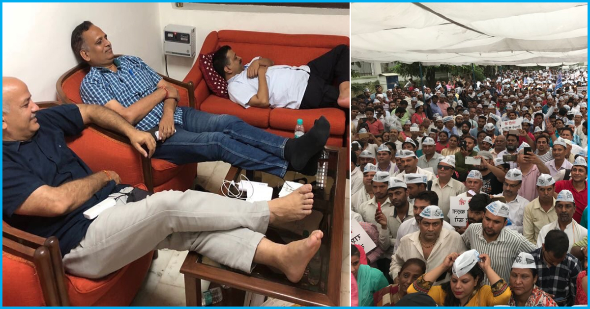 Delhi Ministers Sit-In Dharna At L-Gs Office Enters Fourth Day, Hundreds Of AAP Workers Join
