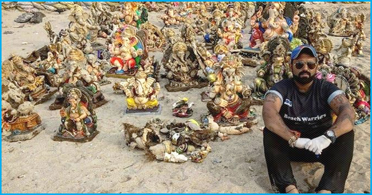 This Mumbai Man Is Bringing Volunteers To Collect Broken Ganesh Idols Left At Sea Beaches After Immersion