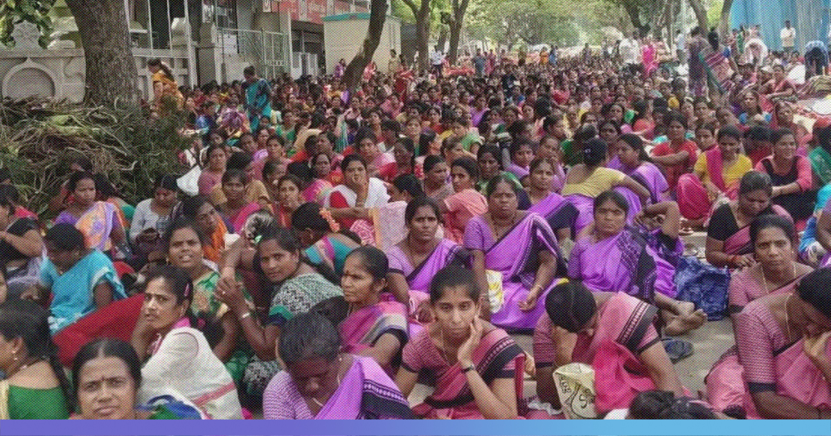 Karnataka 5 000 Anganwadi Workers Protest Against Introduction Of