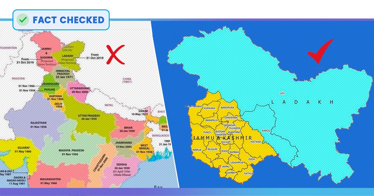 Fact Check Wrongly Bifurcated Map Of Jammu Kashmir Post Conversion Of J K Into Two Union Territories Viral On Social Media