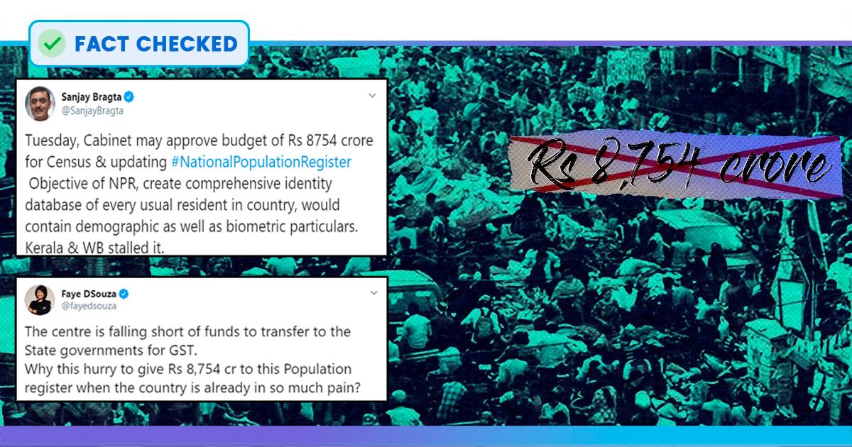 Fact Check: No, Centre Did Not Allocate ₹8,500 Crores For NPR, But ₹3941 Crore