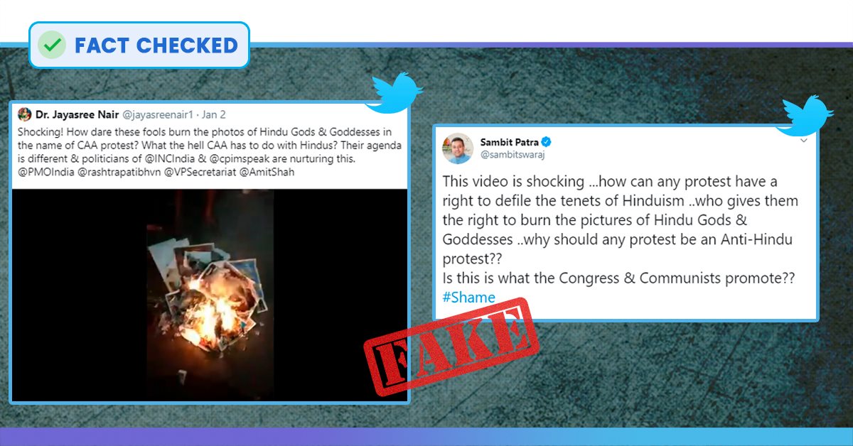 Fact Check: Old Video Shared With Claim Of Anti-CAA Protesters Burning Hindu God Posters
