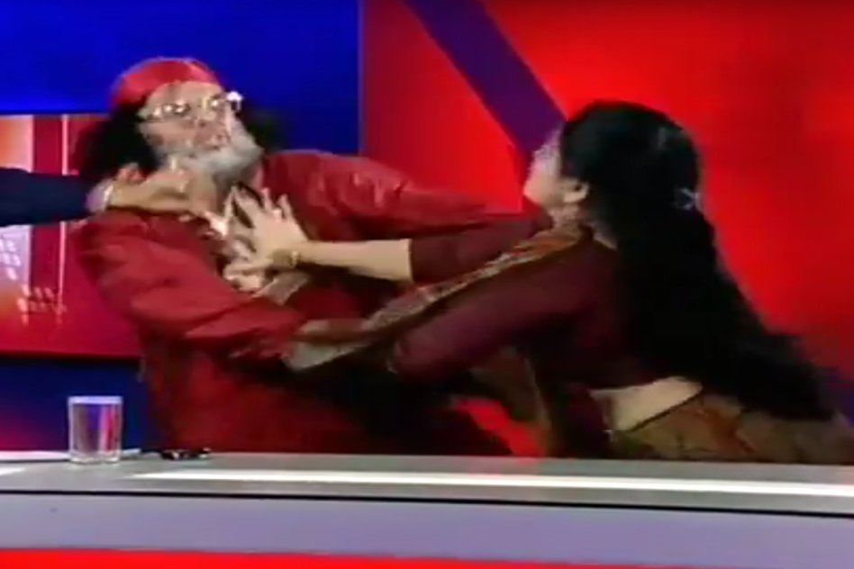 Video: A New Low In Indian Media Debates, Representatives Slaps Each Other On Live Debate