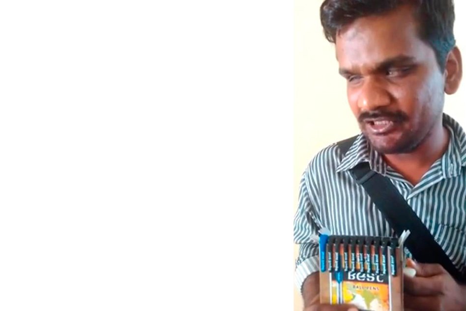 Video: Meet A Blind Salesman, Who Earns His Living By Selling Pens