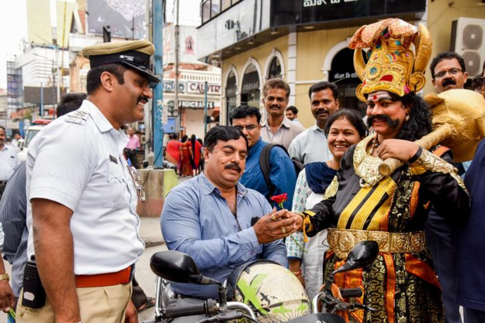 Don’t Want Yamaraja To Take Away Your Life? Wear A Helmet: Bengaluru Traffic Police