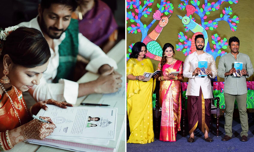 In A Unique Gesture,  Kannada Actor Chetan Gifts Copies Of Constitution To Guests At His Wedding