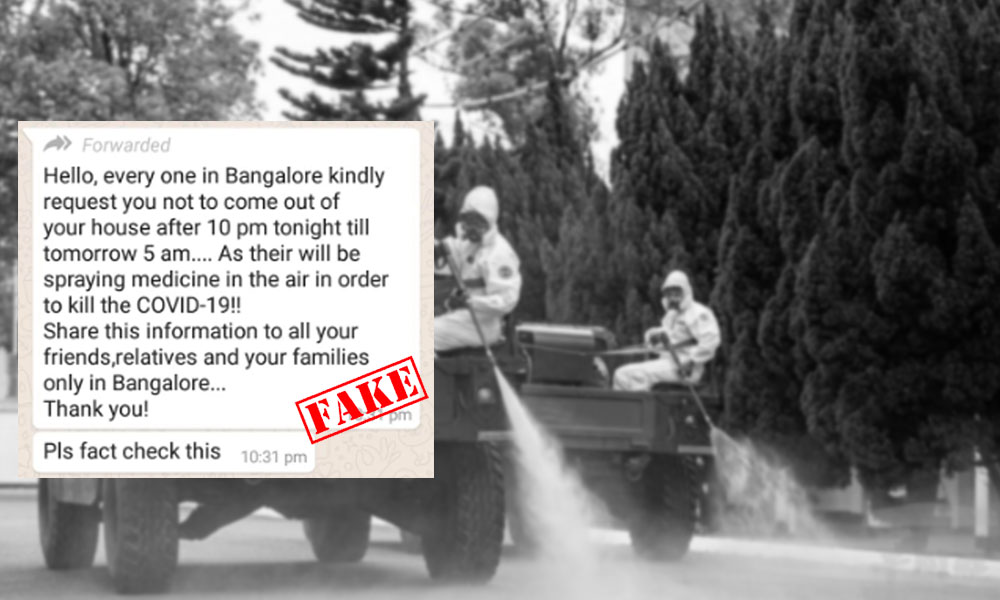 Fact Check: Viral Message Claiming Civic Bodies Spray Chemicals To Kill Coronavirus Is Fake