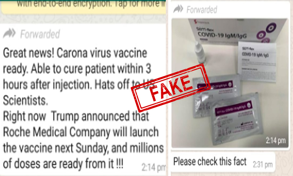 Fact Check: Fake Message Claiming US Scientists Have Developed Coronavirus Vaccine Circulated On WhatsApp