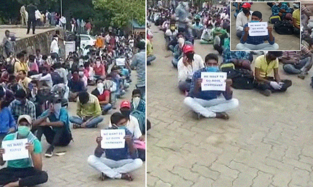 We Want To Go Home: Migrant Labourers Protest At Mangaluru Railway Station Demanding Immediate Return