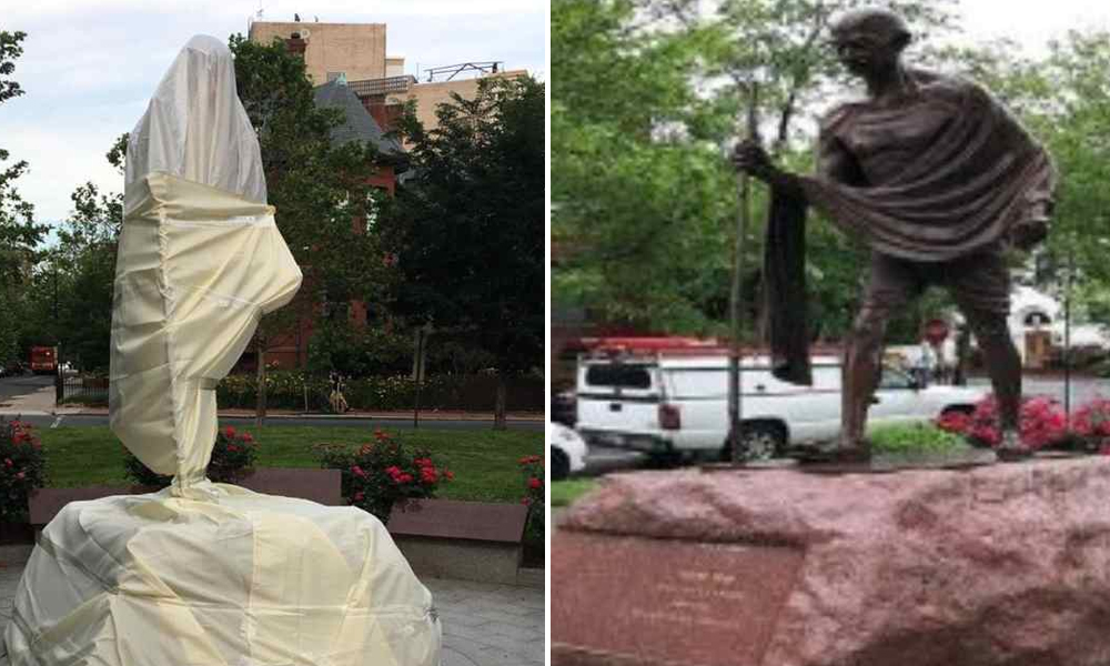 Mahatma Gandhis Statue Desecrated Outside Indian Embassy In Washington DC In Ongoing Protests