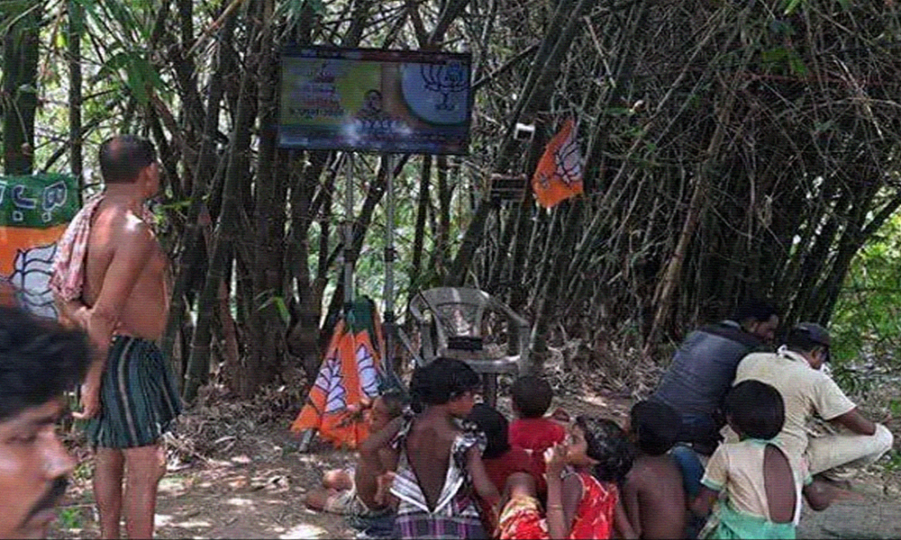 LED Over Ventilator: Photo Of Villagers Listening To Amit Shah On TV Screens In Bengal Triggers Debate