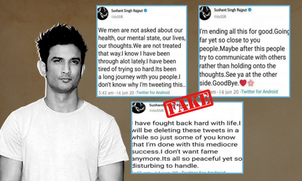 Fact Check: Screenshots Of Fake Tweets Goes Viral As Last Message From Sushant Singh Rajput