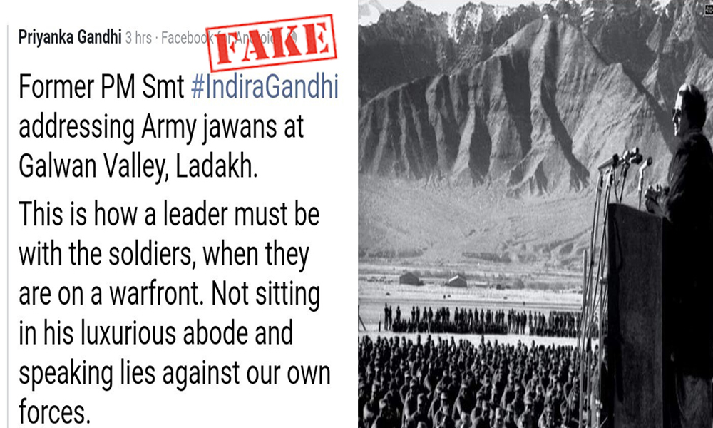 Fact Check: Did Indira Gandhi Address Soldiers At Galwan Valley?