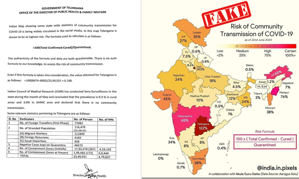 Fact Check: Dubious Infographic Stating Risk Of Community Transmission In Indian States Propagated As News