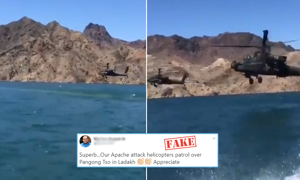 Fact Check: Video From USA Shared As IAF Helicopter Flying Over Pangong Lake, East Ladakh