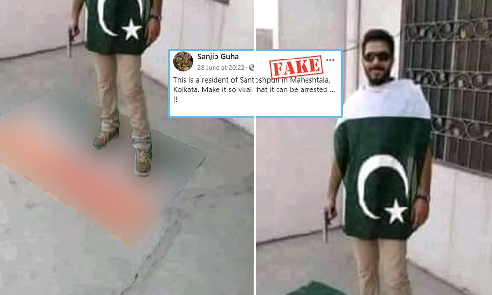 Fact Check: Old Image Of A Man Standing On Indian Flag Shared With A False Claim