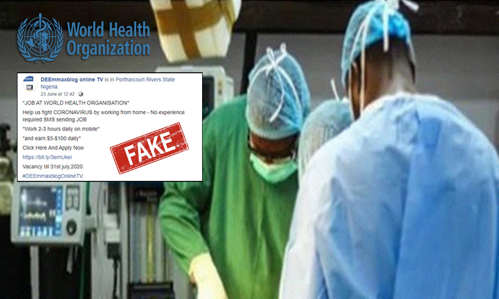 Fact Check: Fake Job Listing Attributed To World Health Organisation Goes Viral