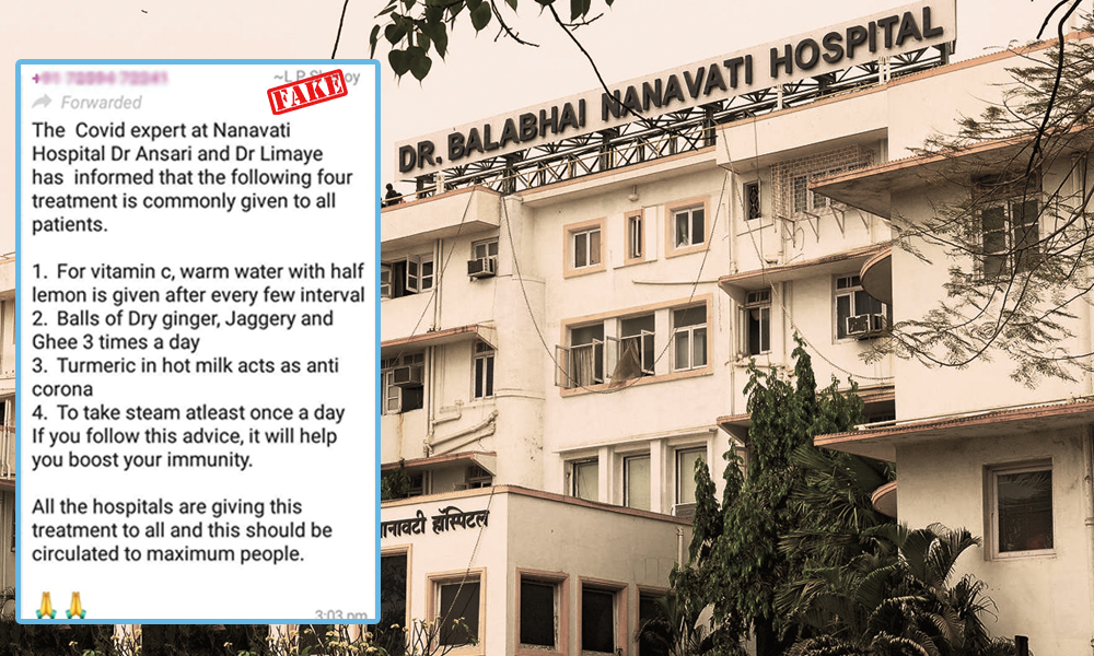 Fact Check: Fake Prescription Attributed To Nanavati Hospital Viral As Treatment For COVID-19