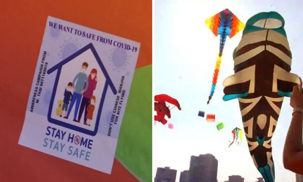 Delhi Man Makes Kites To Spread COVID-19 Awareness, Urges People To Boycott Chinese Manjha