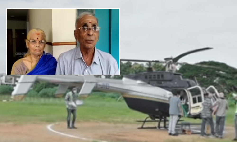Kerala Man Ferries Aged Parents In Chopper For Their Grandsons Wedding In Bengaluru