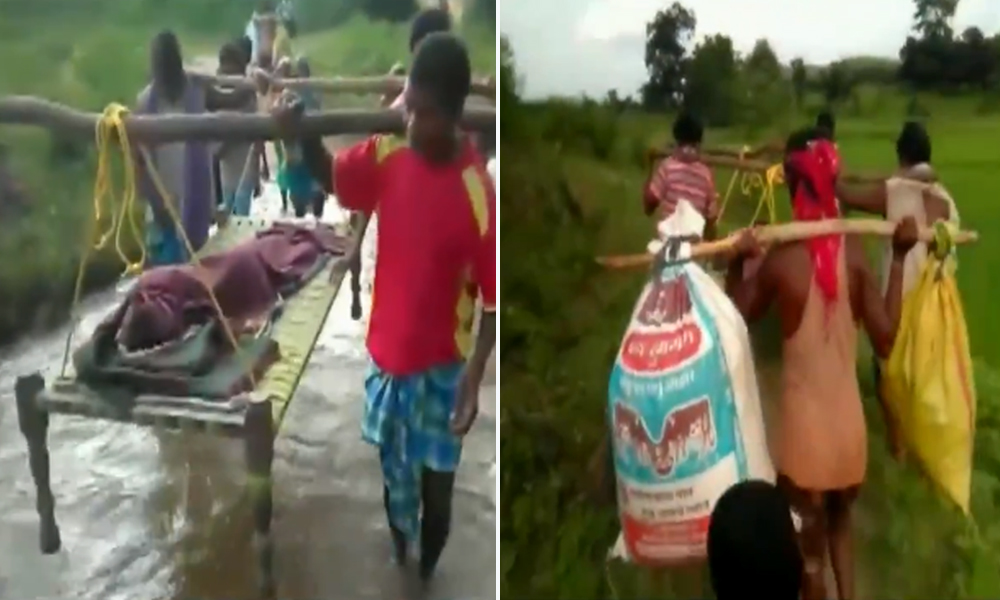 Chhattisgarh: Locals Carry Pregnant Woman On Cot For 5 Kms To Reach Hospital