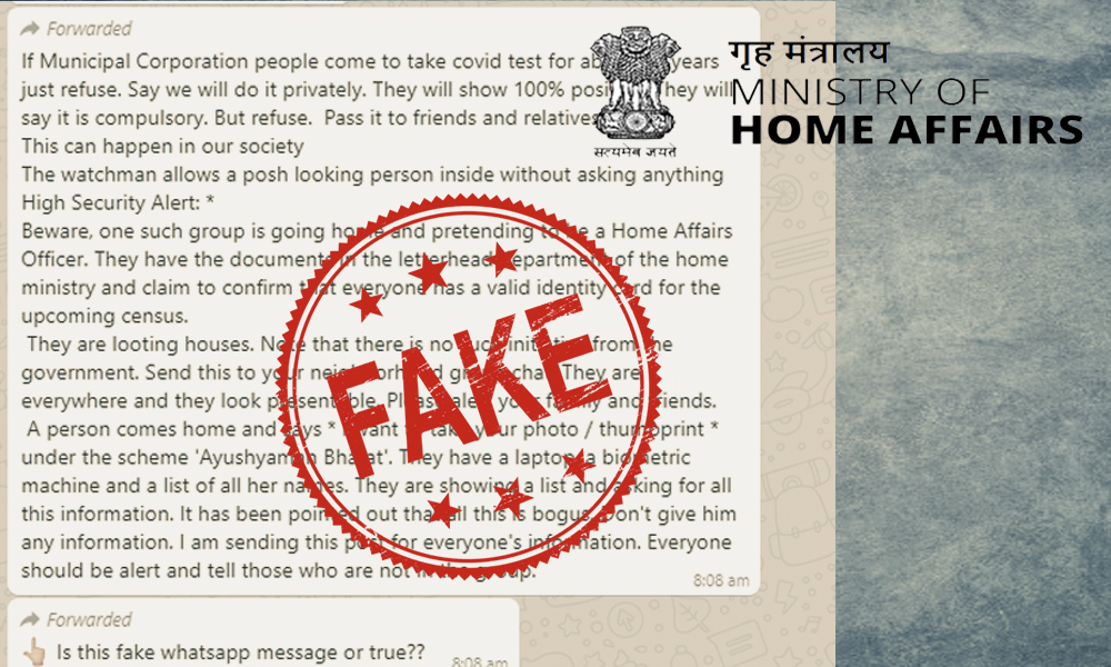 Fact Check: WhatsApp Forwards Claim Scamsters Pretending As Home Affairs Officials Are Looting Houses