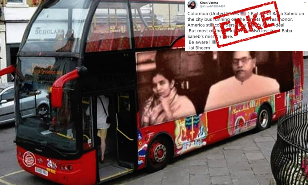 Fact Check: Morphed Image Of City Bus In England Shared As Columbia Honoring Dr Ambedkar