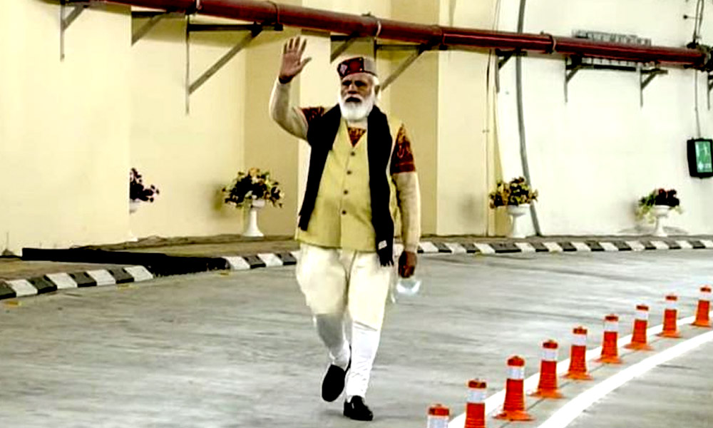 Waving To No One! PM Modis Hand Wave Inside Empty Atal Tunnel Leaves Social Media In Splits
