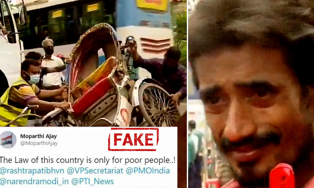 Fact Check: Video Of Rickshaw Puller Crying While Authorities Seize His Rickshaw Is Not From India