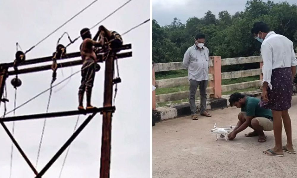 Andhra Pradesh: Power Officials Use Drones To Restore Power Supply In Villages