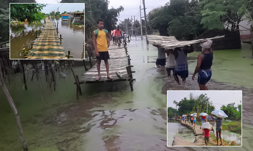 Goonj Initiative Helps Bihar Villagers Build Bamboo Bridge Amid Floods