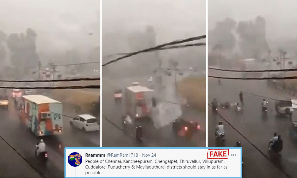Fact Check: Video From Pakistan Shared As Billboard Falling On Two Motorists Due To Cyclone Nivar