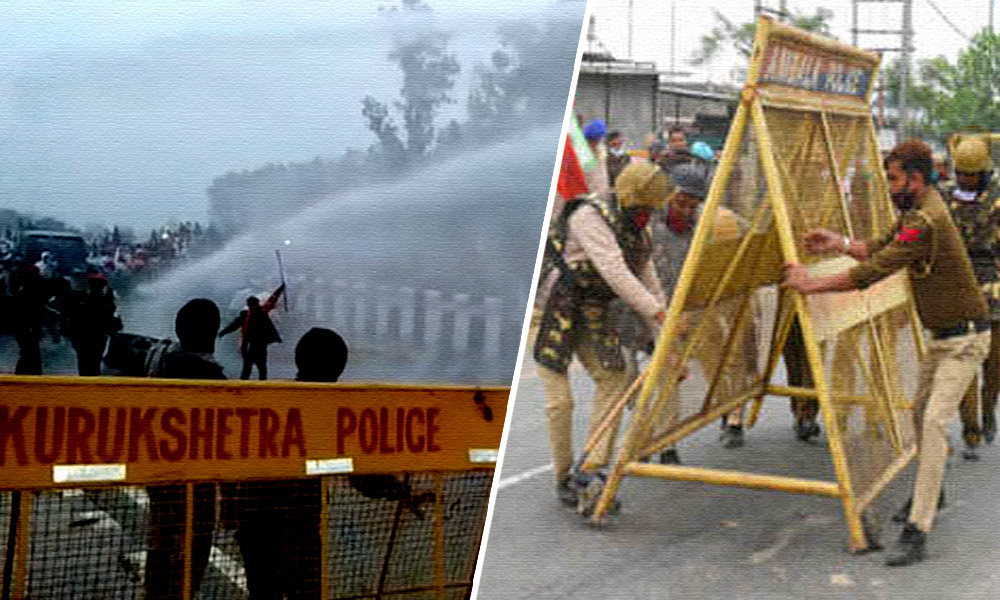 Police Use Water Cannons On Farmers Marching Towards Delhi In Harsh Temperatures