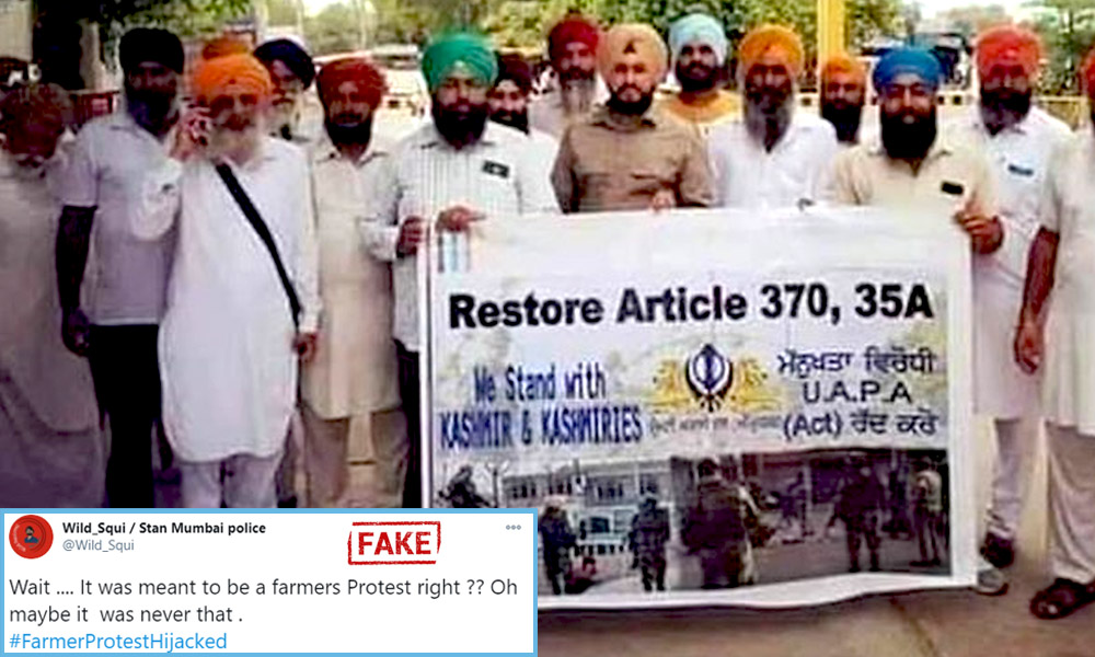 Fact Check: Old Image Shared Claiming Farmers Are Also Protesting Against Article 370 In Ongoing Agitation