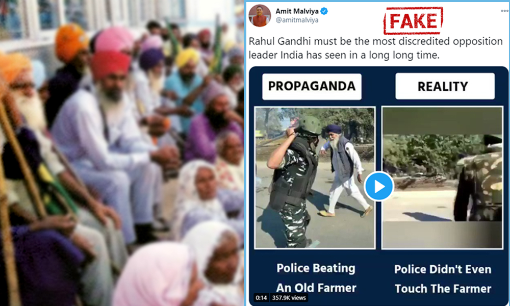 Fact Check: Cropped Video Shared By Amit Malviya To Show No Lathicharge Done Against Farmer