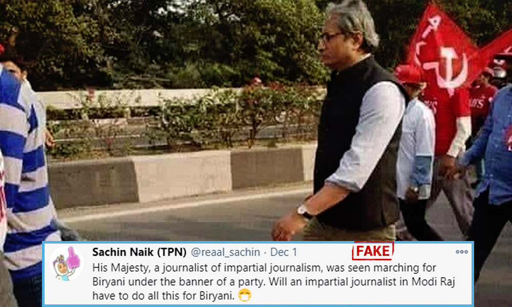 Fact Check: Old Image Circulated With Claim Of Ravish Kumar Participating In Ongoing Farmers Agitation