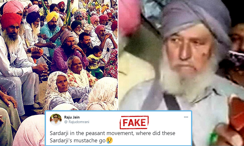 Fact Check: Edited Image Of Sikh Protester Shared As Muslim Disguised As Farmers In Delhi
