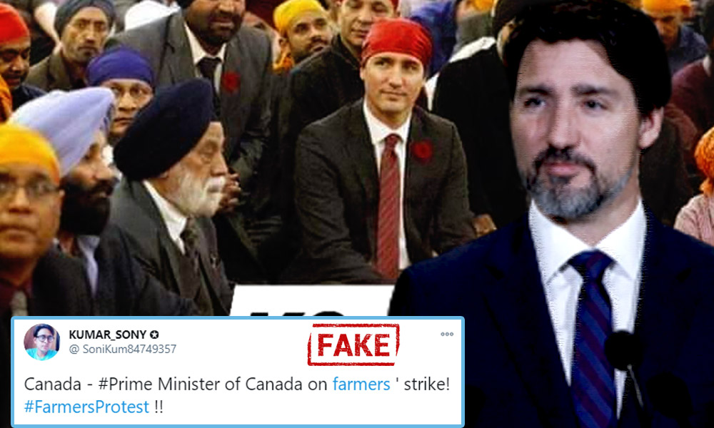 Fact Check: Old Image Of Canadian PM Justin Trudeau Shared With Claim Of Him Participating In Farmers Protest Against New Farm Ordinances