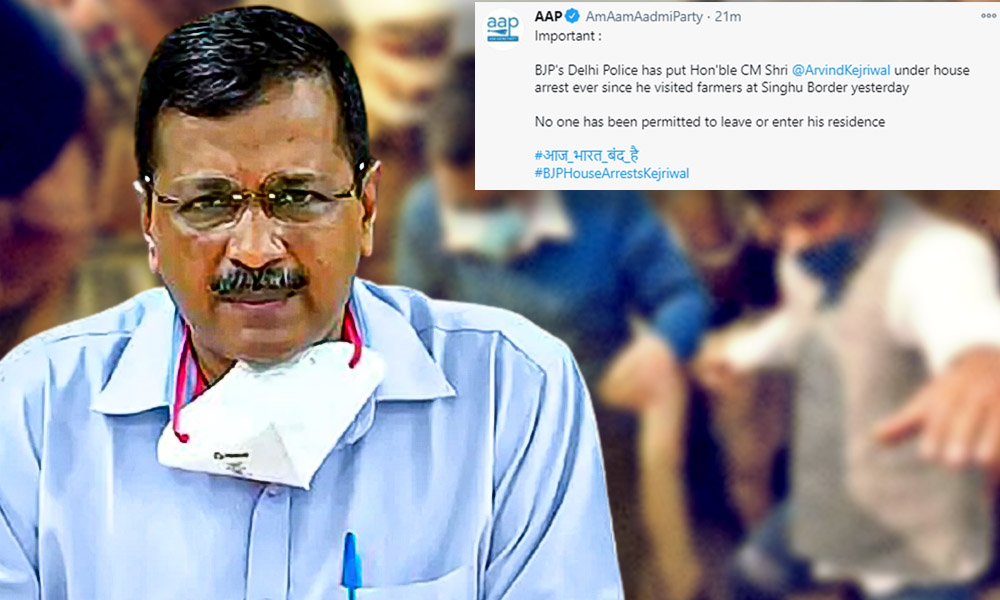 Delhi CM Kejriwal Under House Arrest By Delhi Police After Visiting Farmers Protest: AAP