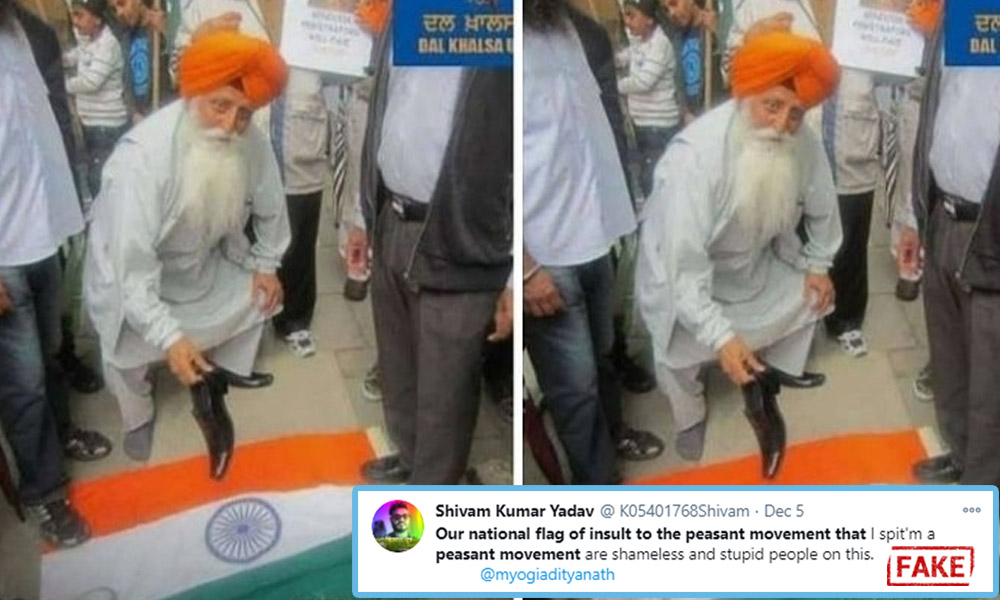 Fact Check: Old Image Shared With False Claim Of Farmer Stepping On Indian National Flag