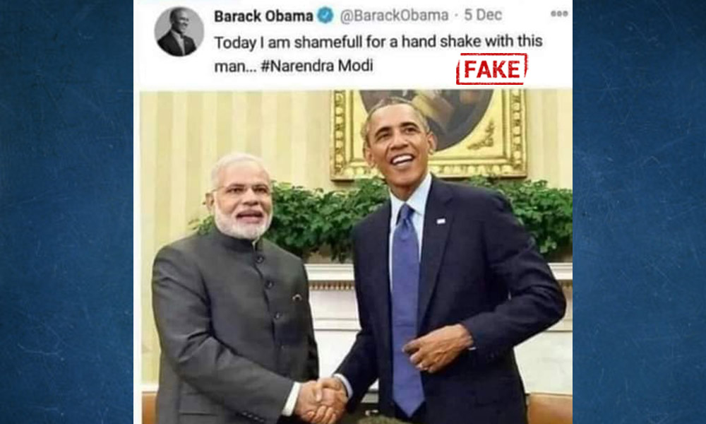 Fact Check: Digitally Morphed Tweet Of Barack Obama Shared With False Claim Of Him Condemning PM Narendra Modi