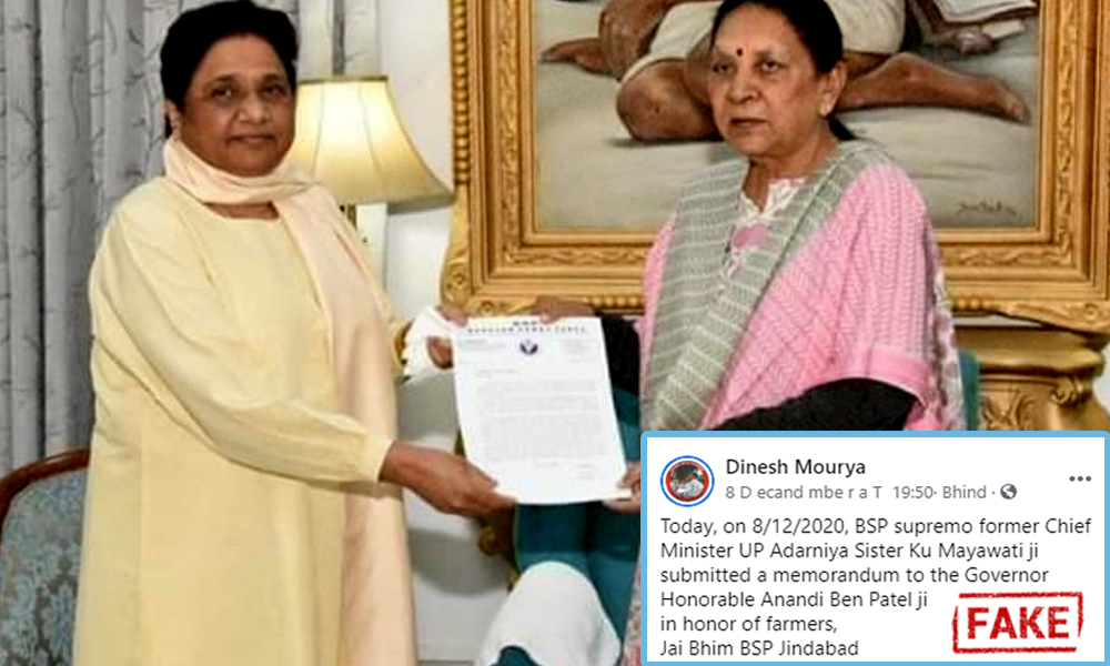 Fact Check: BSP Chief Mayawati Has Not Submitted Any Memorandum To UP Governor Anandiben Patel Over New Farm Laws