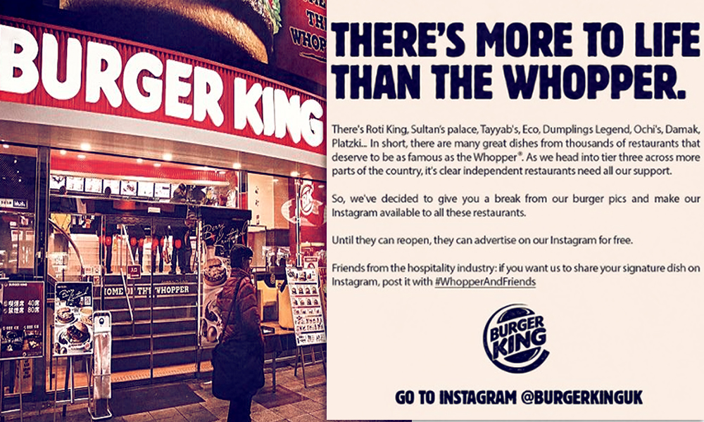 Burger King UK Lets Local Eateries Advertise On Its Instagram For Free