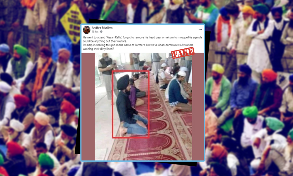 Fact Check: Old Image Of Sikh Man Offering Namaz Revived To Malign Farmers Protest