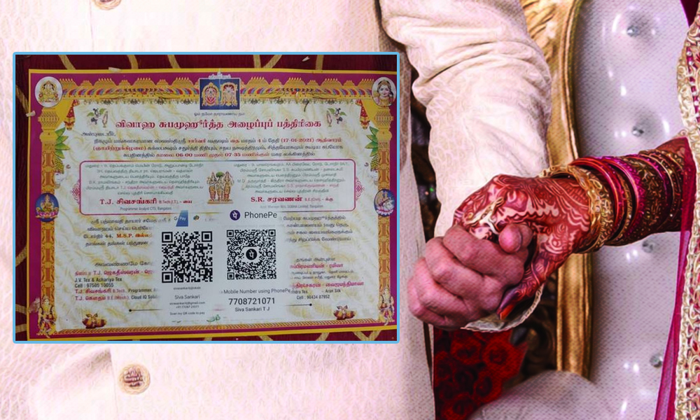 Madurai Couple Print Google Pay, PhonePe Codes On Wedding Invitation Cards To Collect Gift Cash